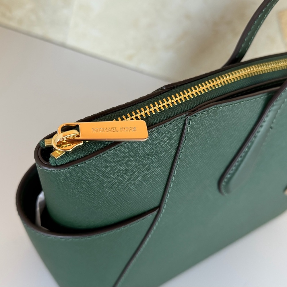 Michael Kors Marilyn LG Shoulder Tote Bag Dark Green - Picture 13 of 14